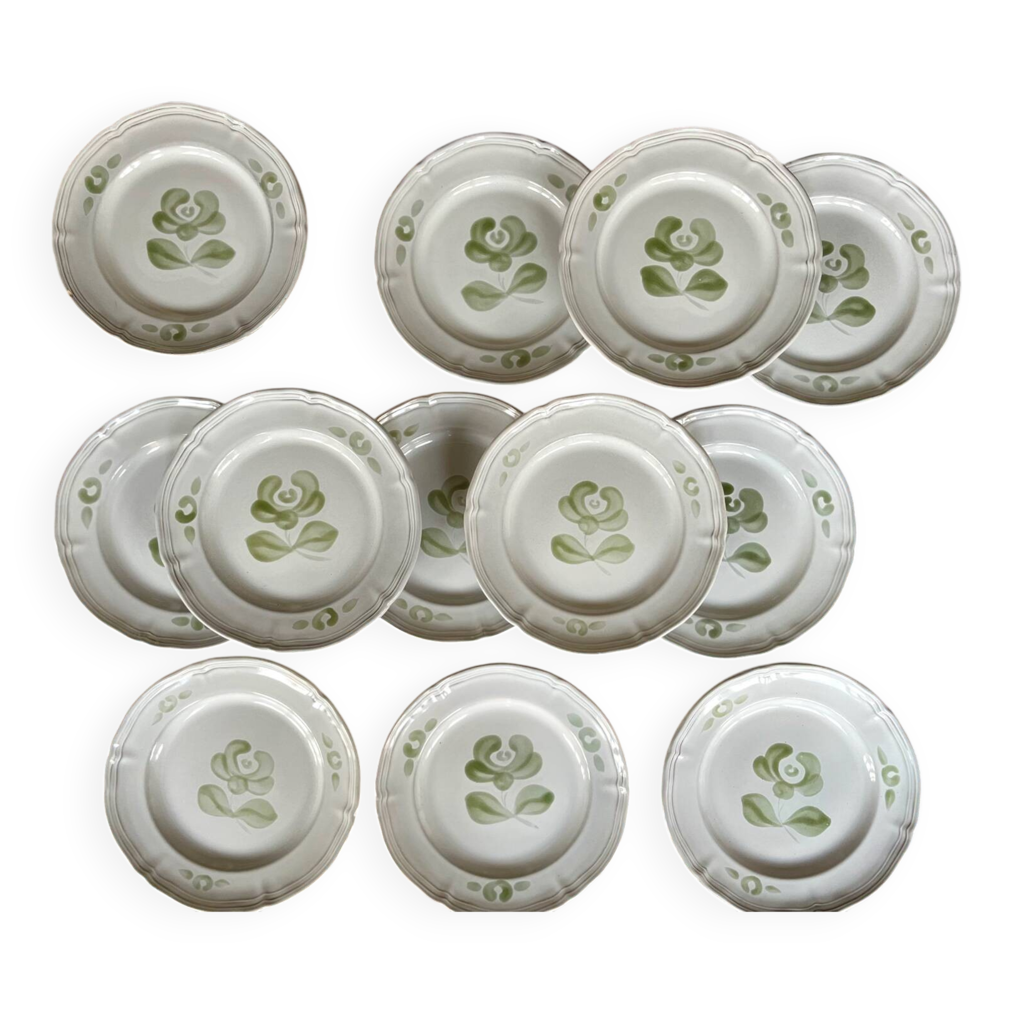 12 flat plates in earthenware, Niderviller