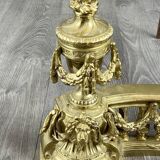 Pair of gilded bronze andirons, Louis XVI style, 20th century