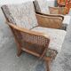 Paire de fauteuils vintage pieds compas et cannage