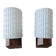 Philips wall sconces in wood and white opal.