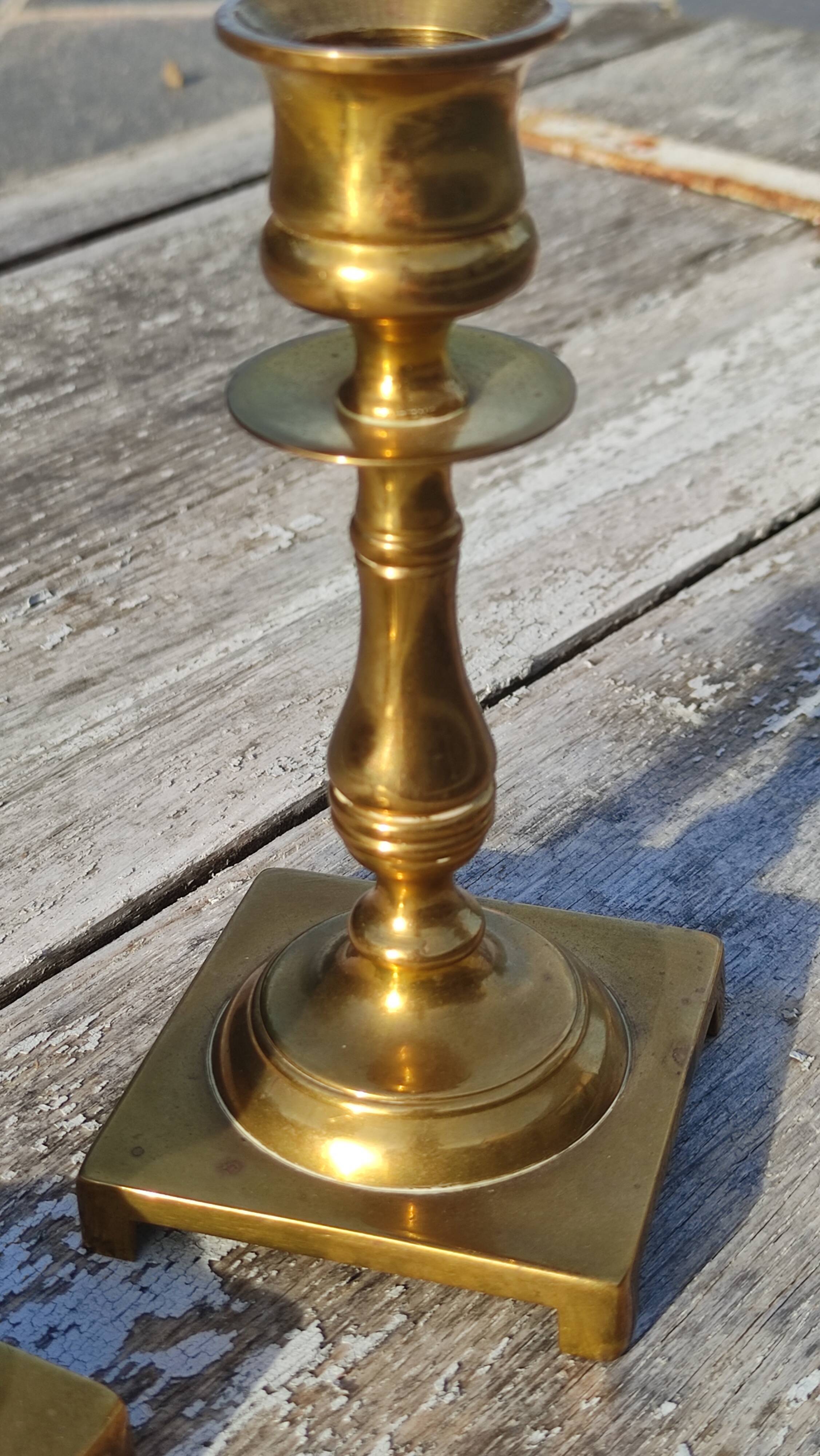 Pair of English golden candle holders