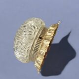 Vintage ceiling light in molded glass and golden brass