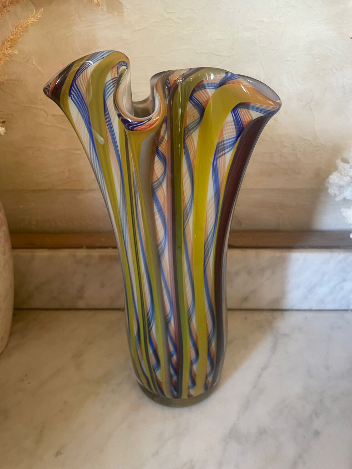 Vintage Murano Striped Vase