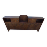 Art Deco headboard with two doors and 3 niches in walnut veneer