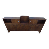 Art Deco headboard with two doors and 3 niches in walnut veneer