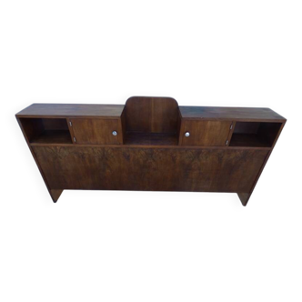 Art Deco headboard with two doors and 3 niches in walnut veneer