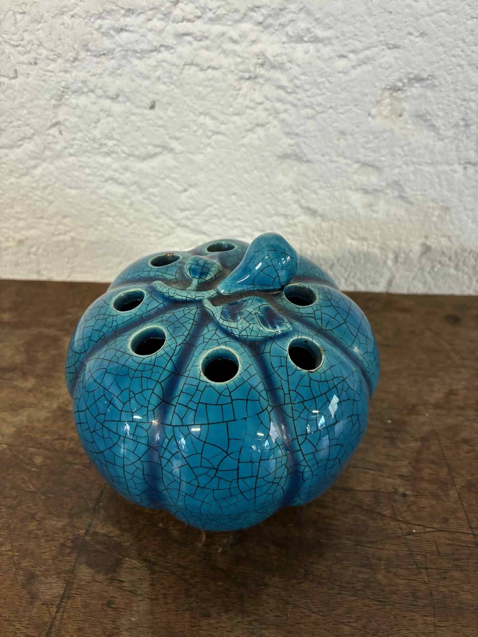 Citrouille en céramique pique-fleur
