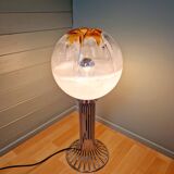 Mazzega floor lamp in chromed metal and milky glass globe, 1960s-70s