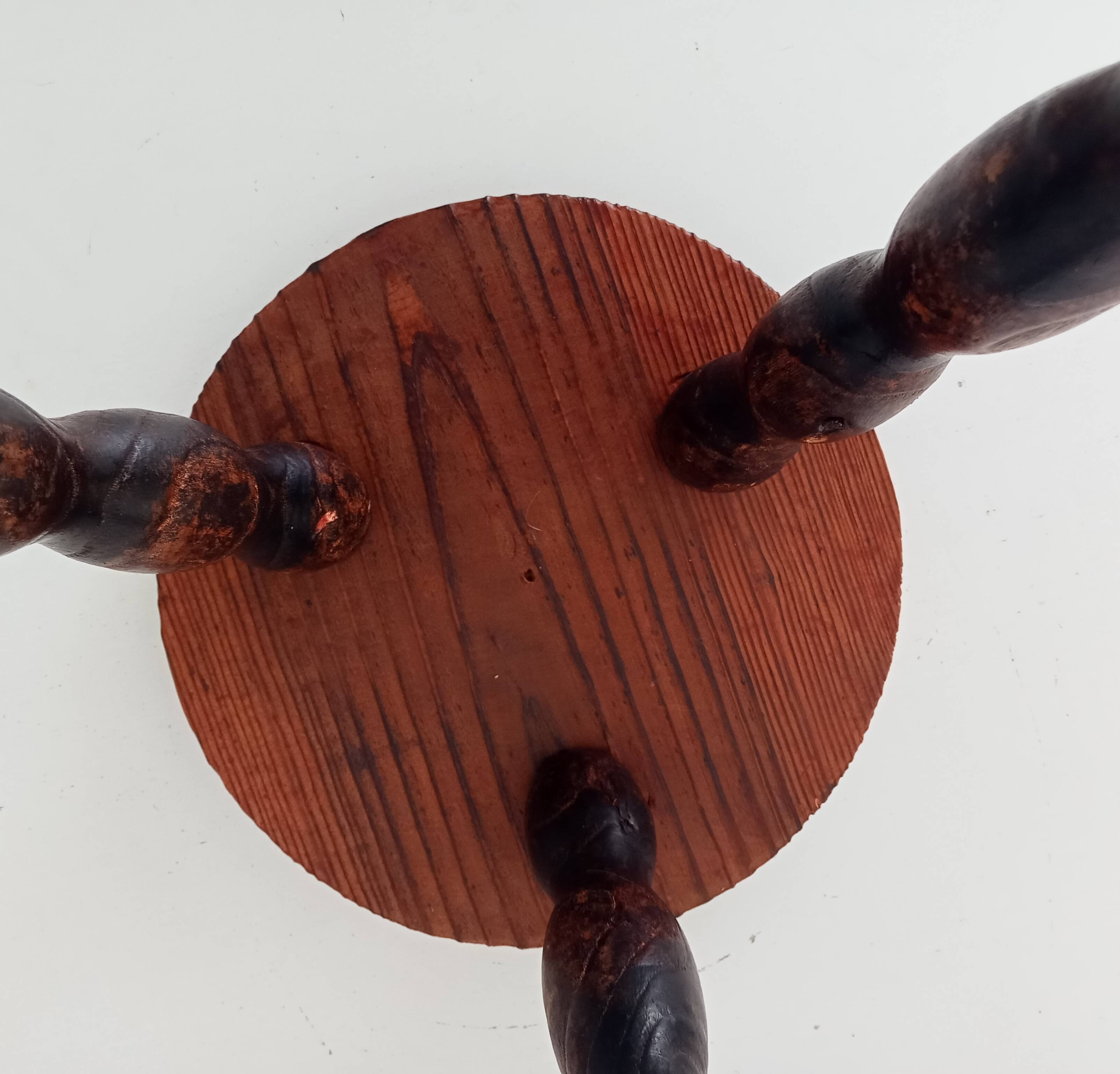 Vintage turned wood tripod stool