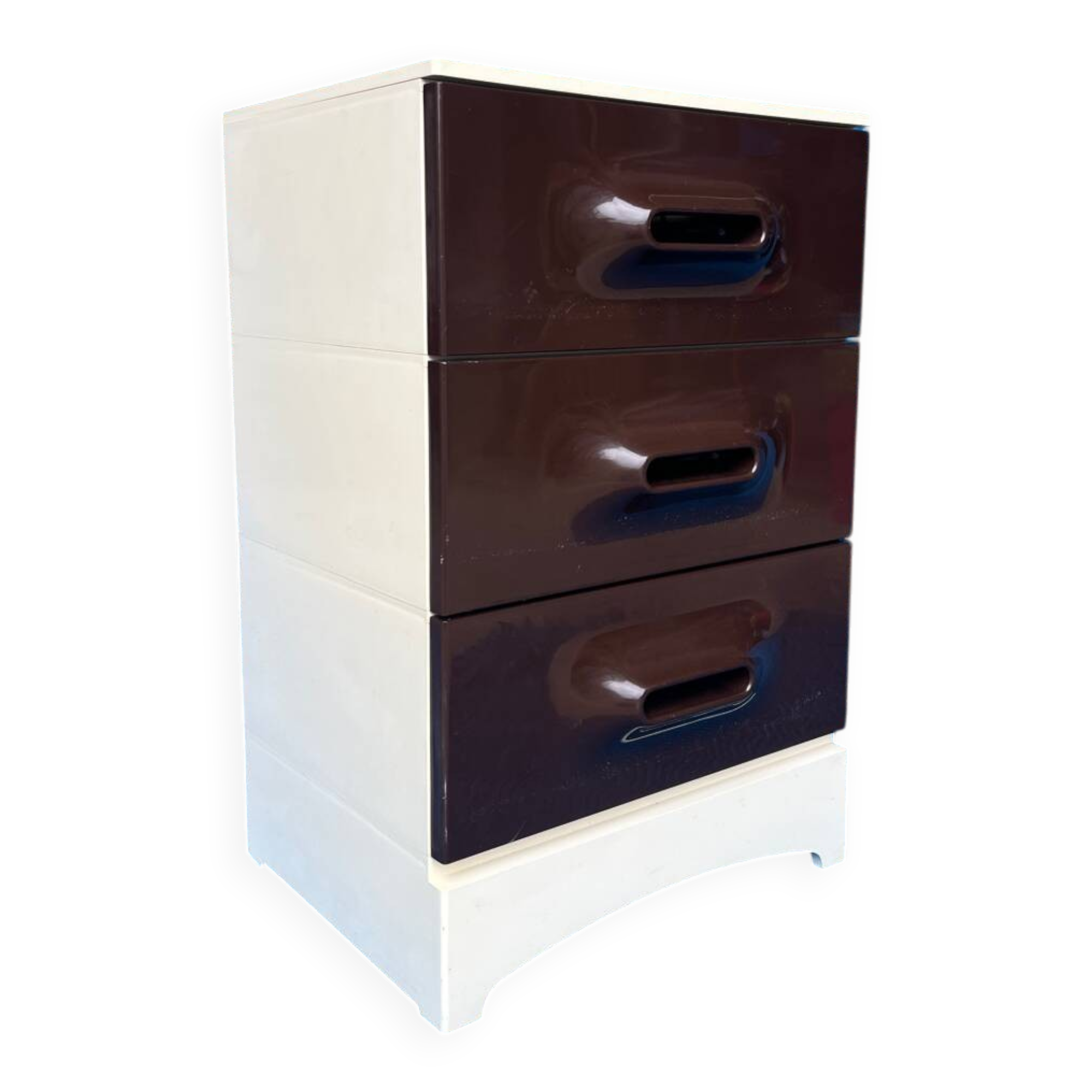 Meuble de rangement/commode/caisson vintage 1970 en resine marron et i