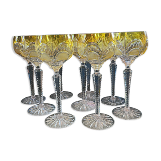 Yellow crystal wine glasses