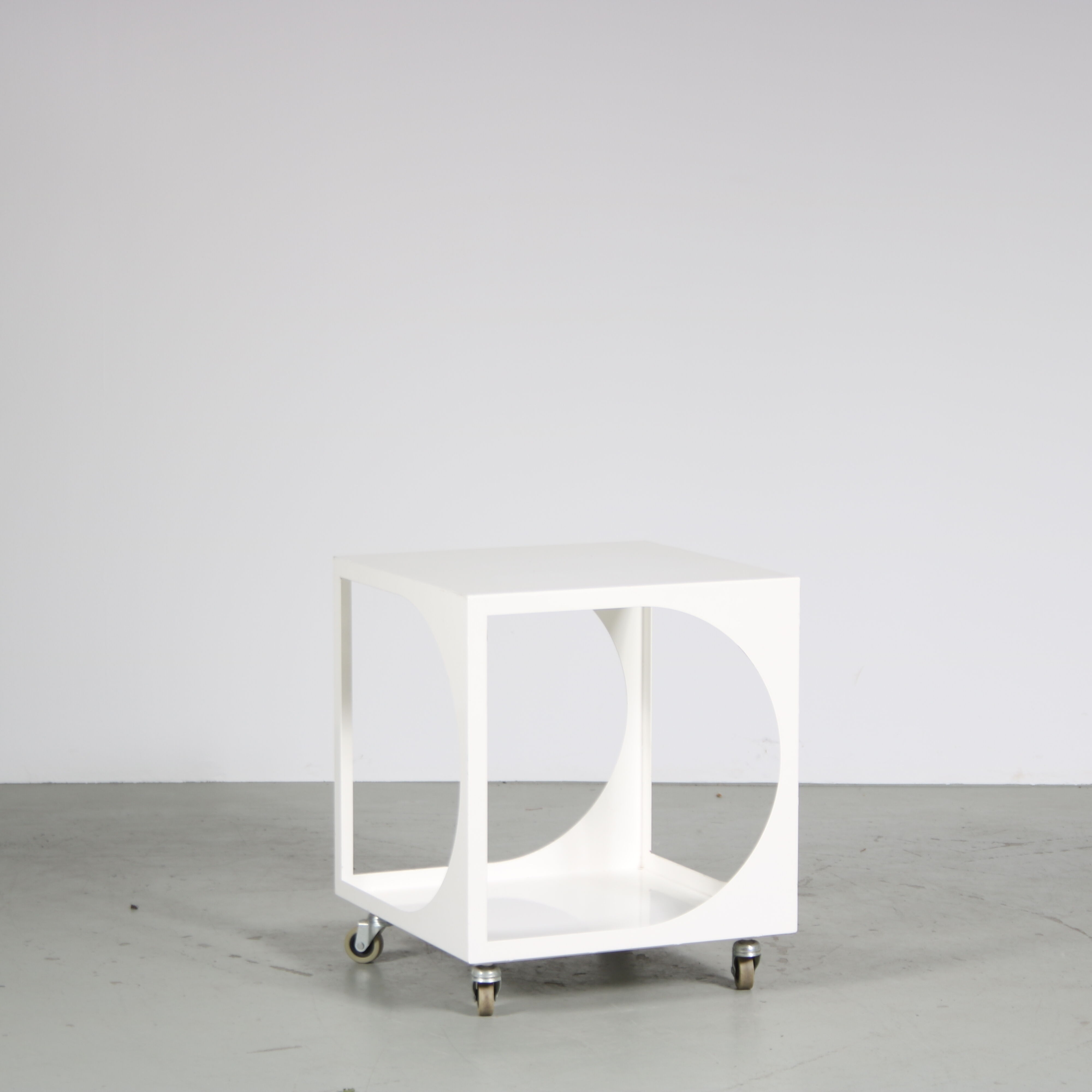 1960s white metal trolley from the Netherlands