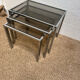 Set of 3 vintage nesting tables – Chrome metal & smoked glass