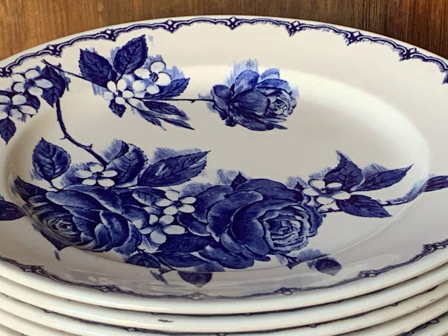 6 English flat plates Staffordshire Victoria