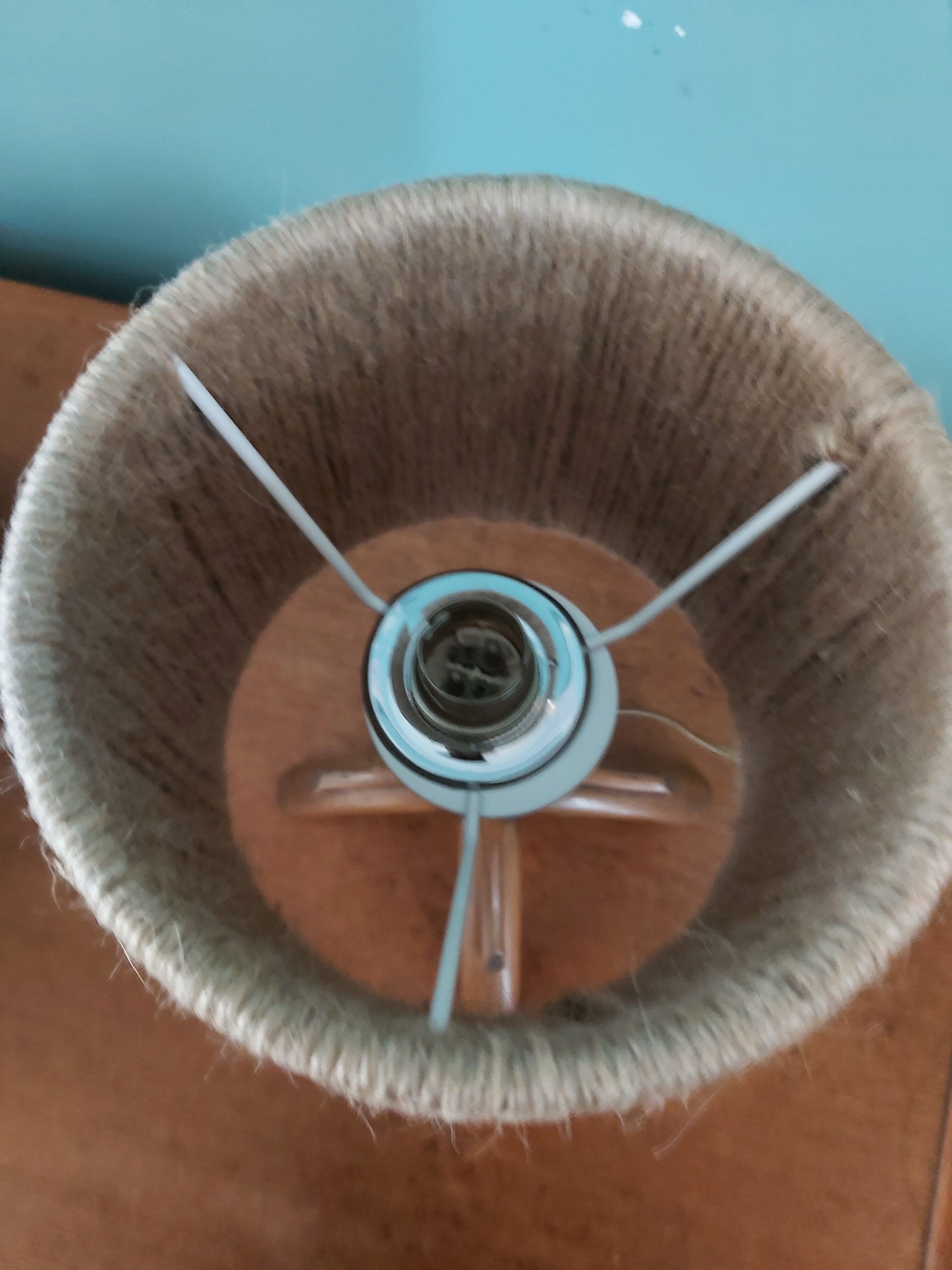 Vintage wood and rope lamp