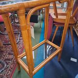 Rattan console and smoked glass Roche Bobois, from the 70s