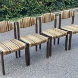 Set of 4 vintage Scandinavian Self chairs in solid wood and wool