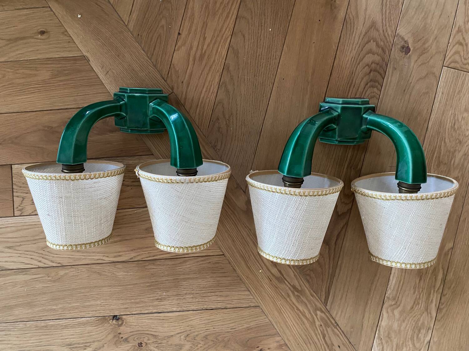 Pair of ceramic wall lights