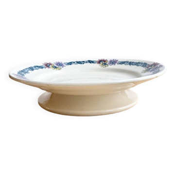 Footed plate / Longchamp / polychrome iron earth