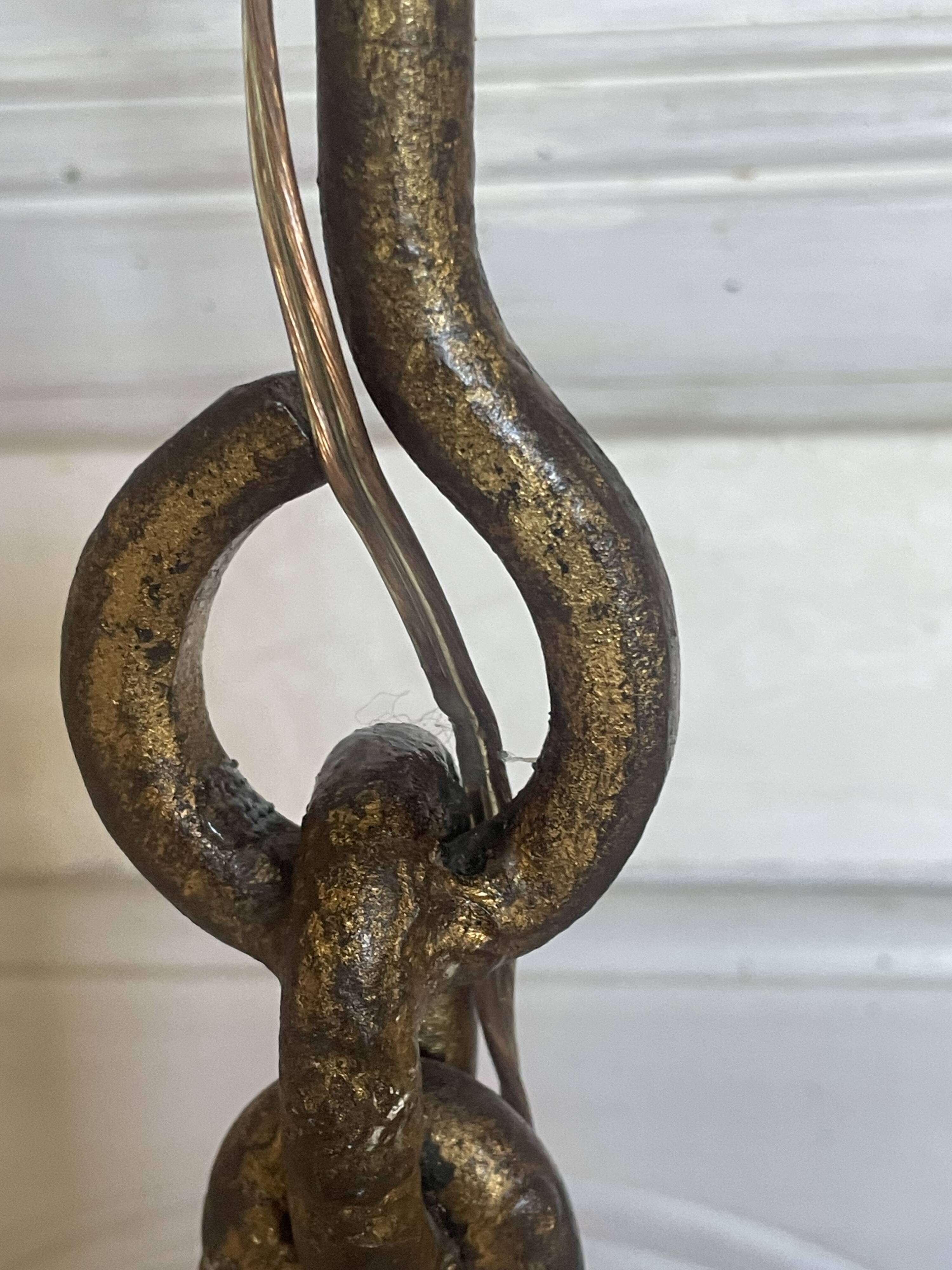 Brutalist floor lamp with chain links