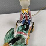 Unique "donkey" table lamp in ceramic with a harlequin pattern, Italy 1970s