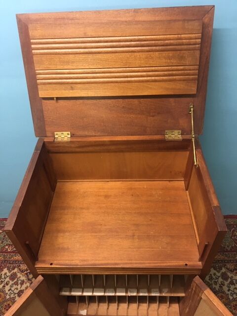Vintage wooden vinyl turntable cabinet, 1930s style