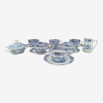 Service à thé ou café 6 pers 14 pièces en porcelaine Bavaria modèle China Blau