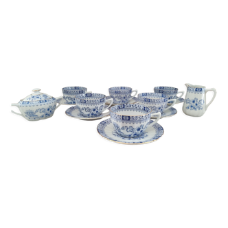 Tea or coffee set 6 pers 14 pieces porcelain Bavaria model China Blau