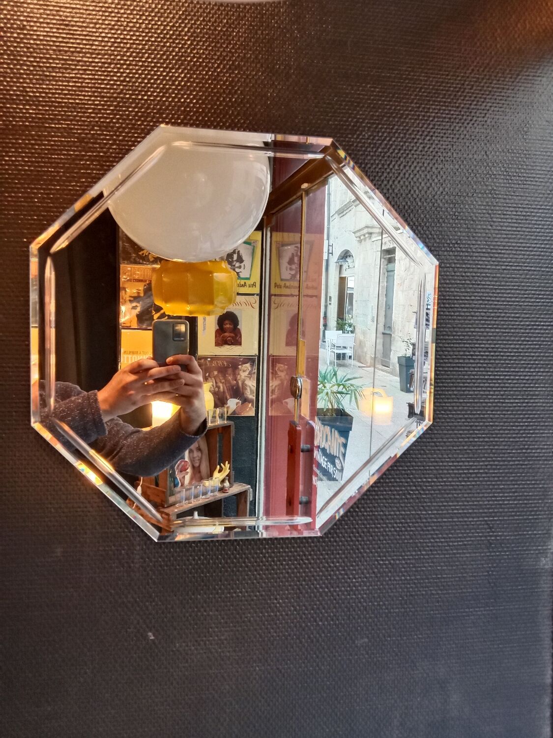 Vintage hexagonal beveled mirror