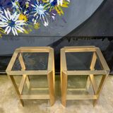 Pair of gilded brass end tables