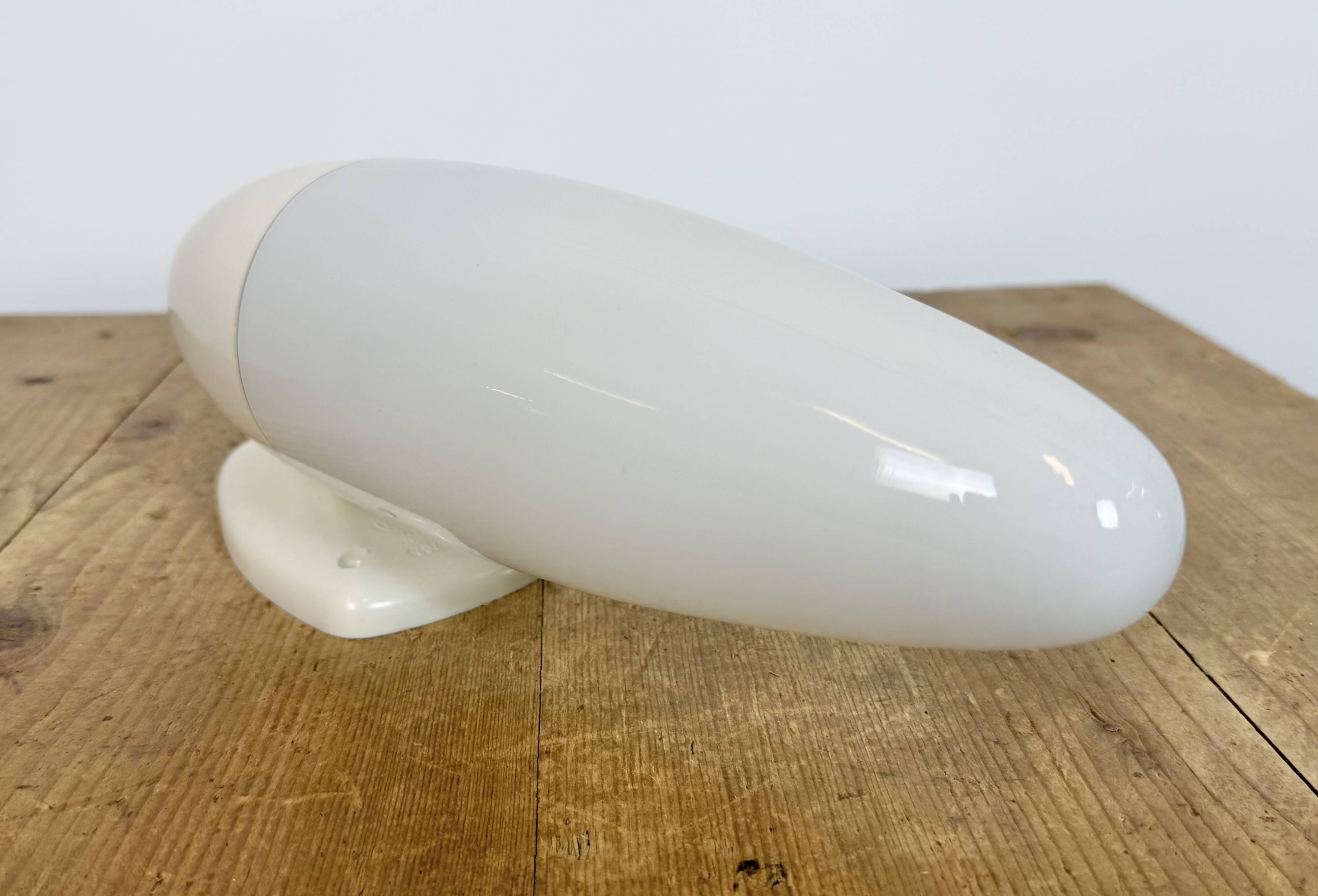 Industrial White Bakelite Wall Light with Milk Glass, 1950s
