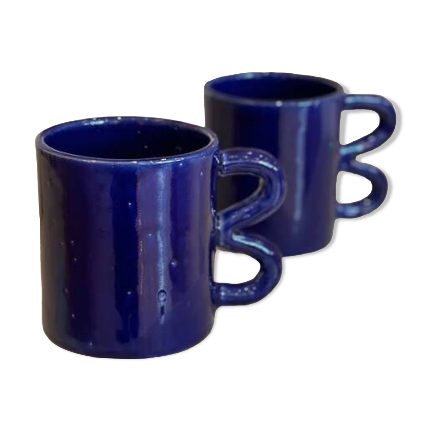 Mug cup ceramic handle graphic wave colorful design Majorelle Blue Klein
