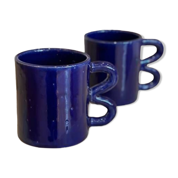 Mug tasse céramique anse vague graphique design coloré Bleu majorelle Klein