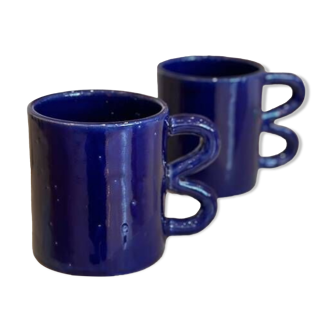 Mug tasse céramique anse vague graphique design coloré Bleu majorelle Klein