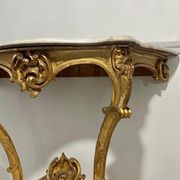 Console style louis xv, bois dorée et marbre, xixème siècle