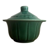 Crackled green earthenware sugar bowl