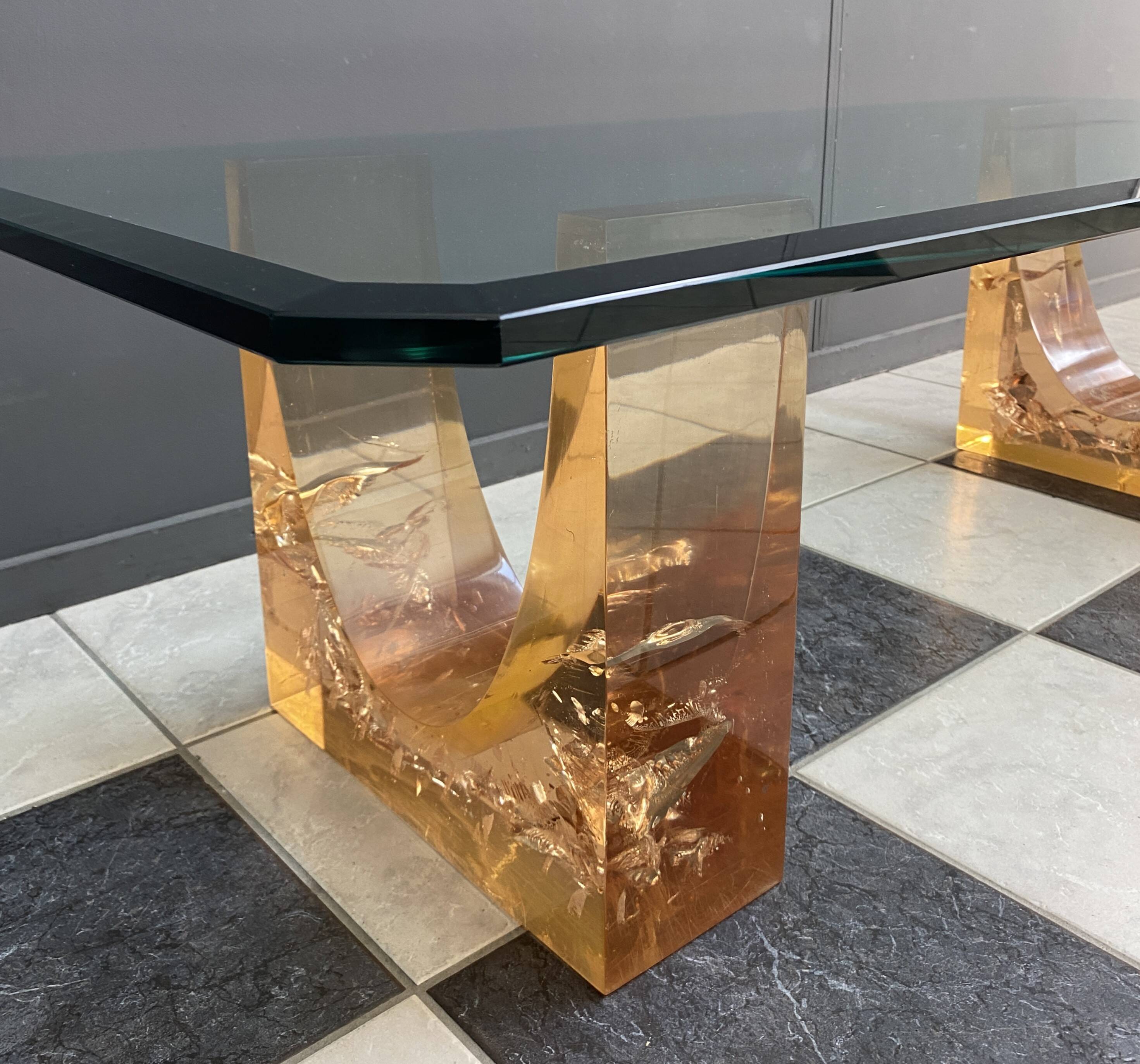 Glass coffee table in the style of marie-claude de fouguieres 1970s