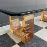 Glass coffee table in the style of marie-claude de fouguieres 1970s