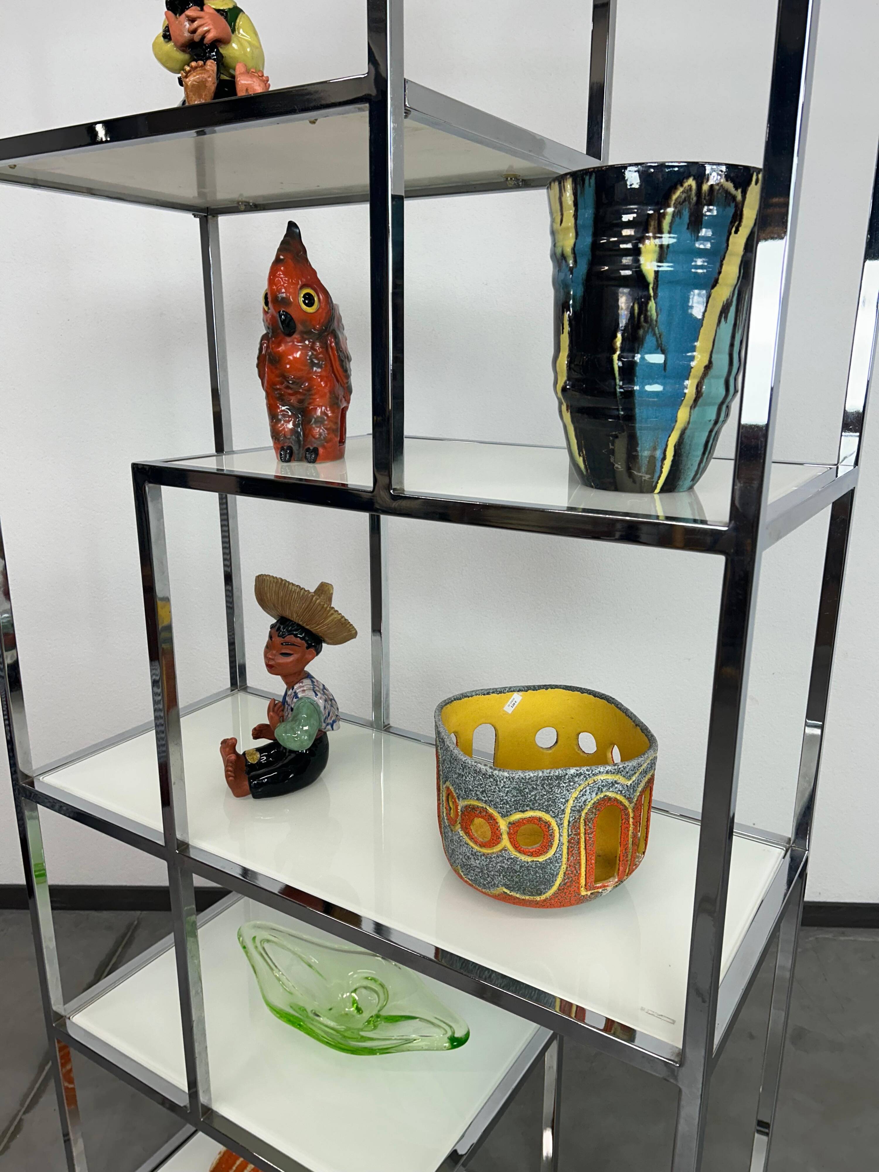 Mid-century modern chrome shelf by Milo Baughman