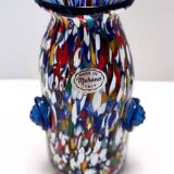 Blue Murano Glass Vase Attributed to Fratelli Toso with Murrines, Italy