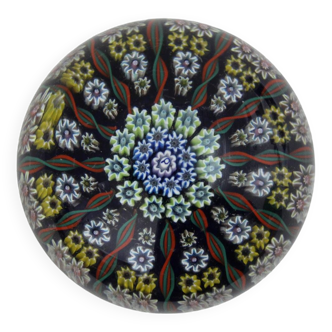 Sulfide millefiori Perthshire, 7.5 cm, signed p, decorative art paperweight, vintage, Ref2