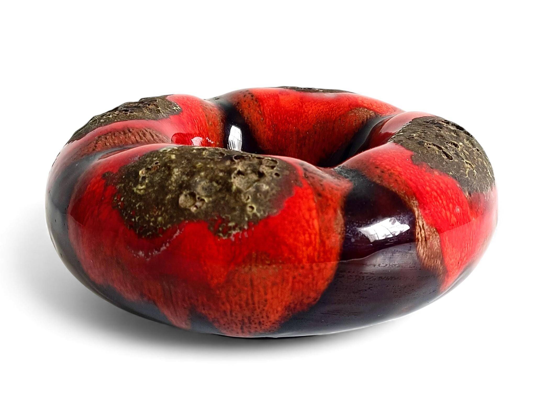 Sculptural Vallauris Ceramic Vide-Poche, Fat Lava Glaze, France, 1950s