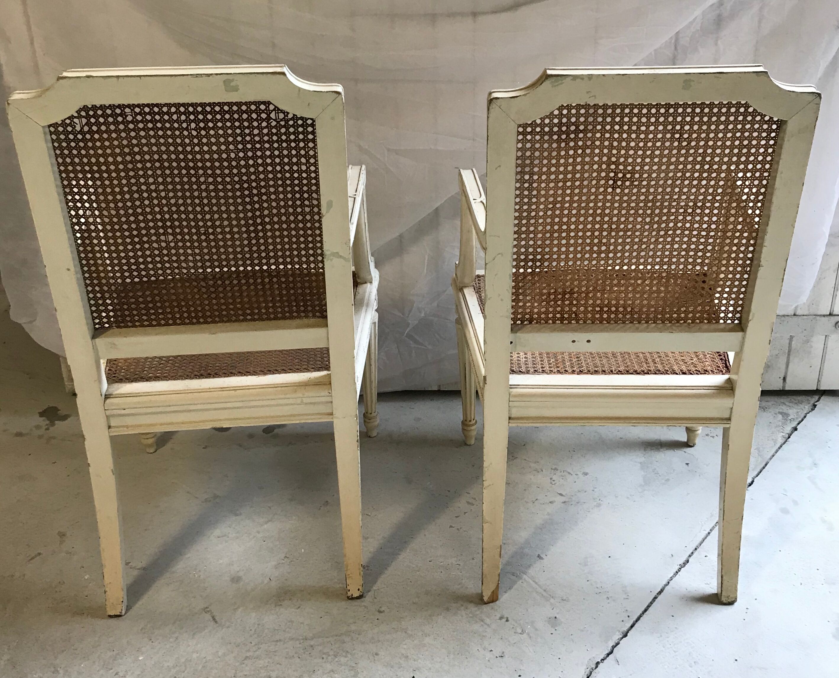 Duo of cane armchairs