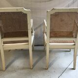 Duo of cane armchairs