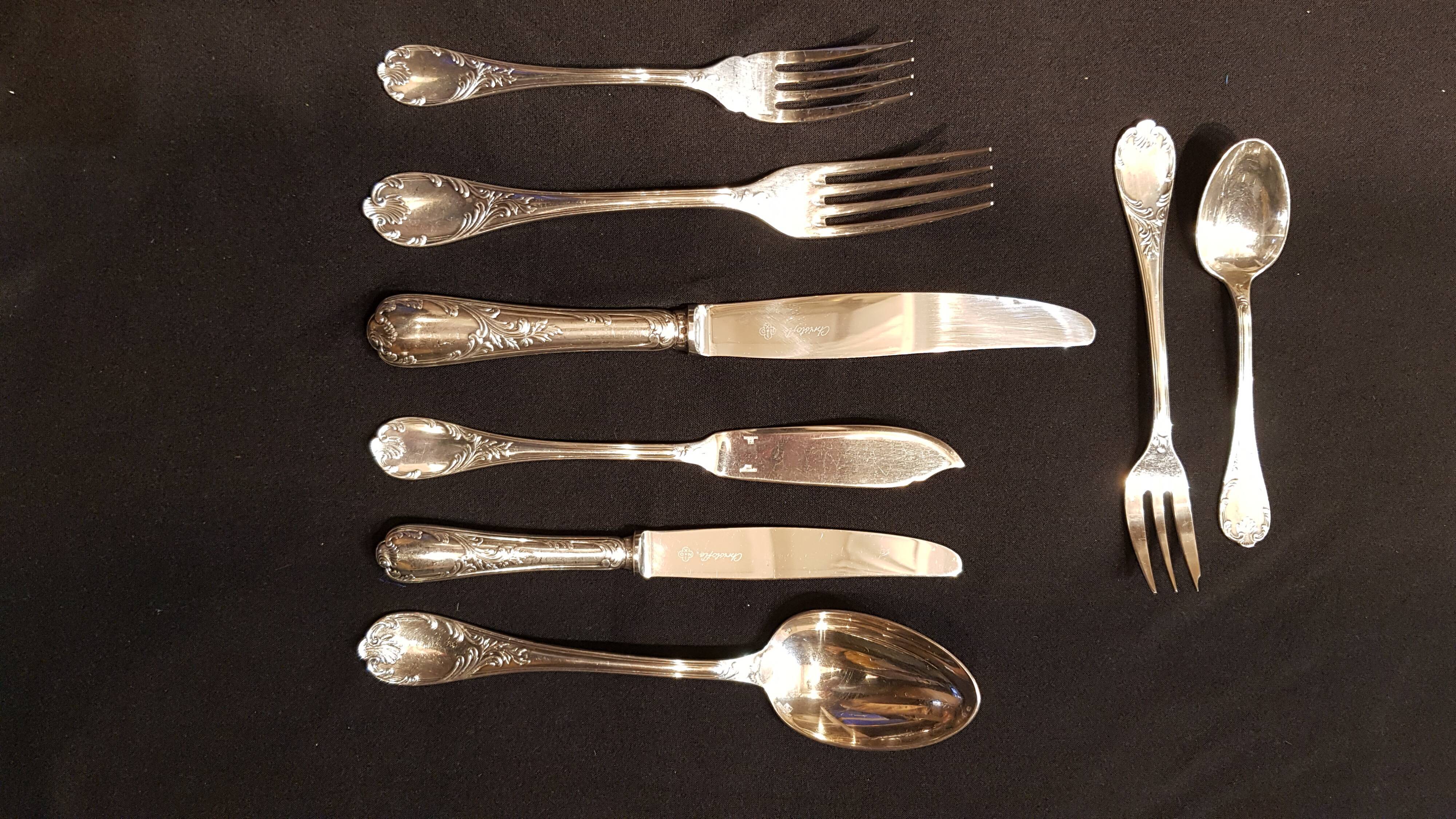 Christofle model marly ménagère silver metal