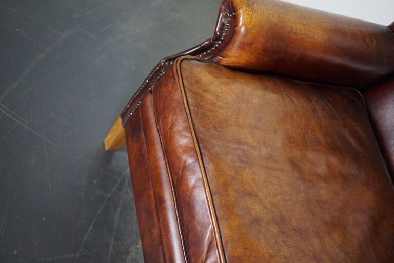 Vintage Dutch leather club armchair