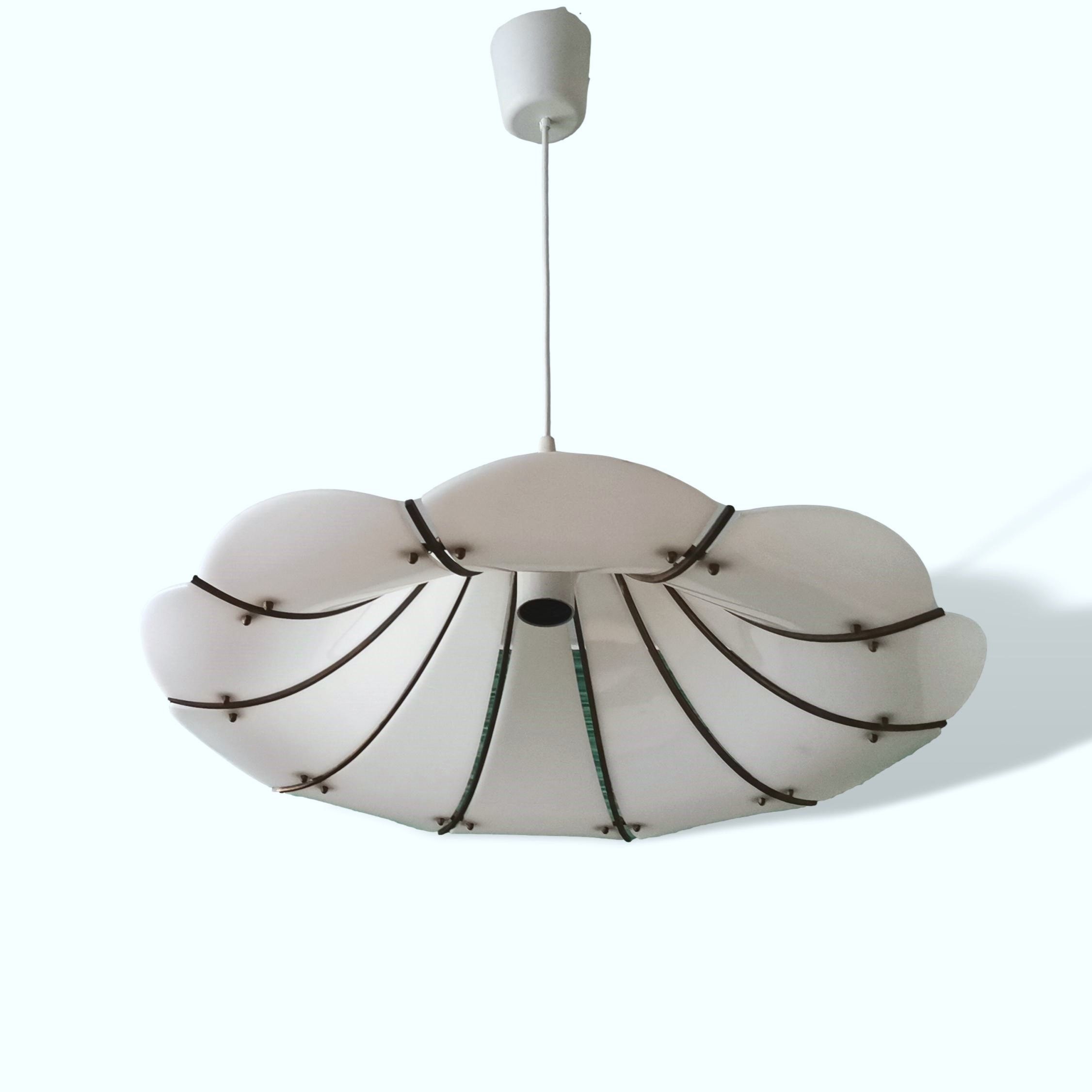 Large Modernist white acrylic hanging light lamp 1970s