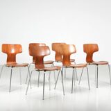 Arne Jacobsen, set of 6 chairs model 3103 known as Marteau ed. Fritz Hansen