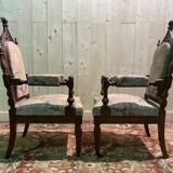 Pair of Gothic style armchairs