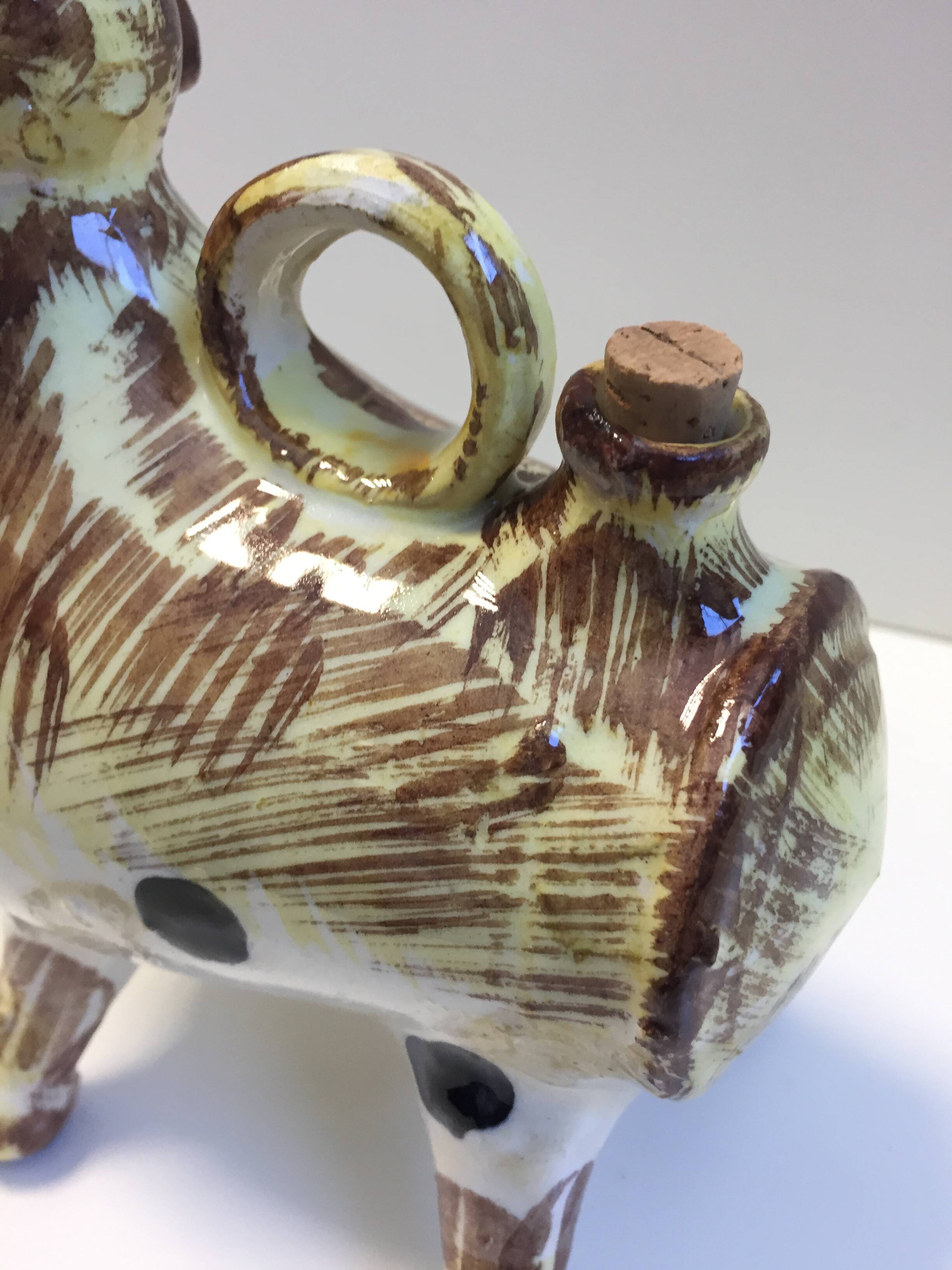 Small Jug Pitcher Pot Botijo Olive Oil Glazed Ceramic Spain